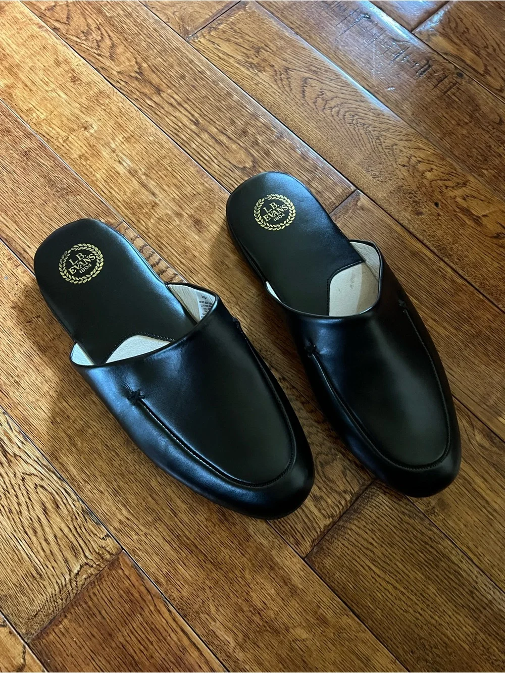 L.B. Evans Men’s Slippers Leather Slip-On Loafers Black Size 12 EEE